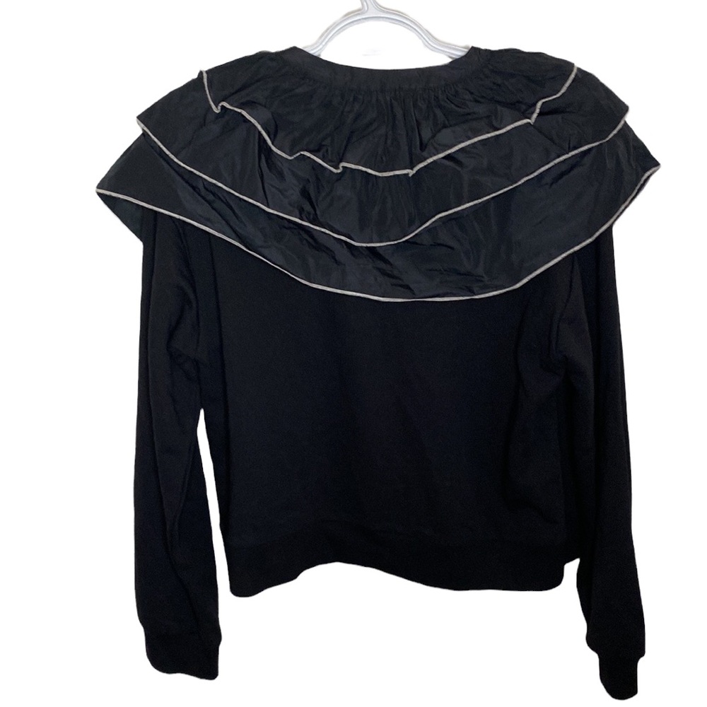 Zara Ruffled bib collar black sweatshirt with a front bow tie size M - Picture 2 of 13